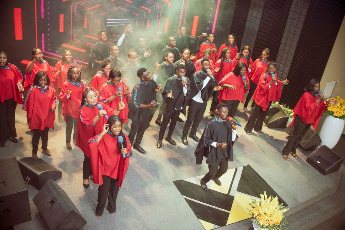 Church family gathering together in worship and fellowship